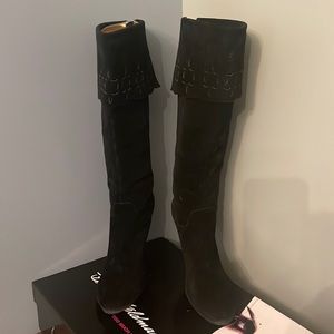 Beverly Feldman Suede High Heel Boots